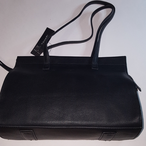 NWT Tahari Sienna Leather Tote Bag Black - Picture 6 of 14